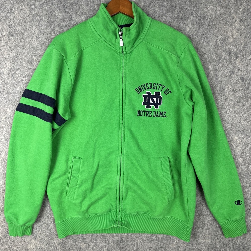 Champion Notre Dame Fighting Irish Full Zip Track Jacket M Green Football